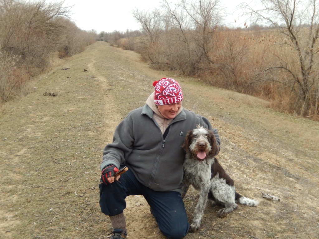 С собакой на базе, январь 2014
